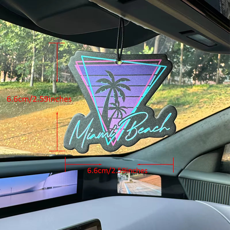 Dimensions du parfum de voiture Miami Beach : 6,6 x 6,6 cm